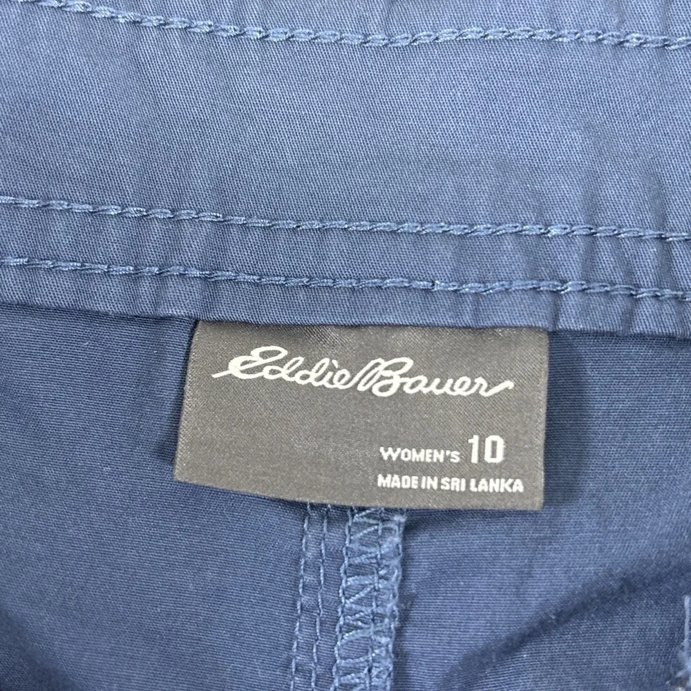 Eddie Bauer‎ Womens Blue Cotton Side Stitch Embroidered 4